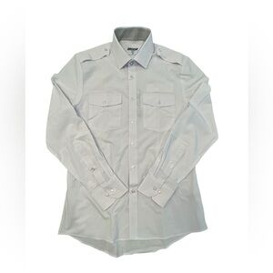 Flight Men's White Button-Up Pilot’s Duty Uniform Shirt NWT M Slim Airline